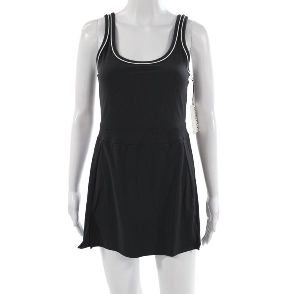 Splits59 Women Tank Dress Black Nylon Scoop Neck Sleeveless Short Size S